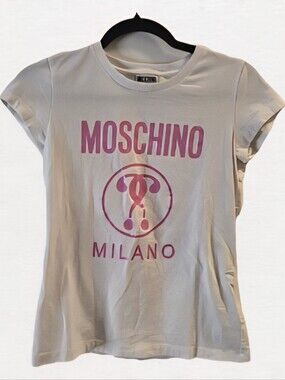 Moschino Kids White T-Shirt with Pink Logo